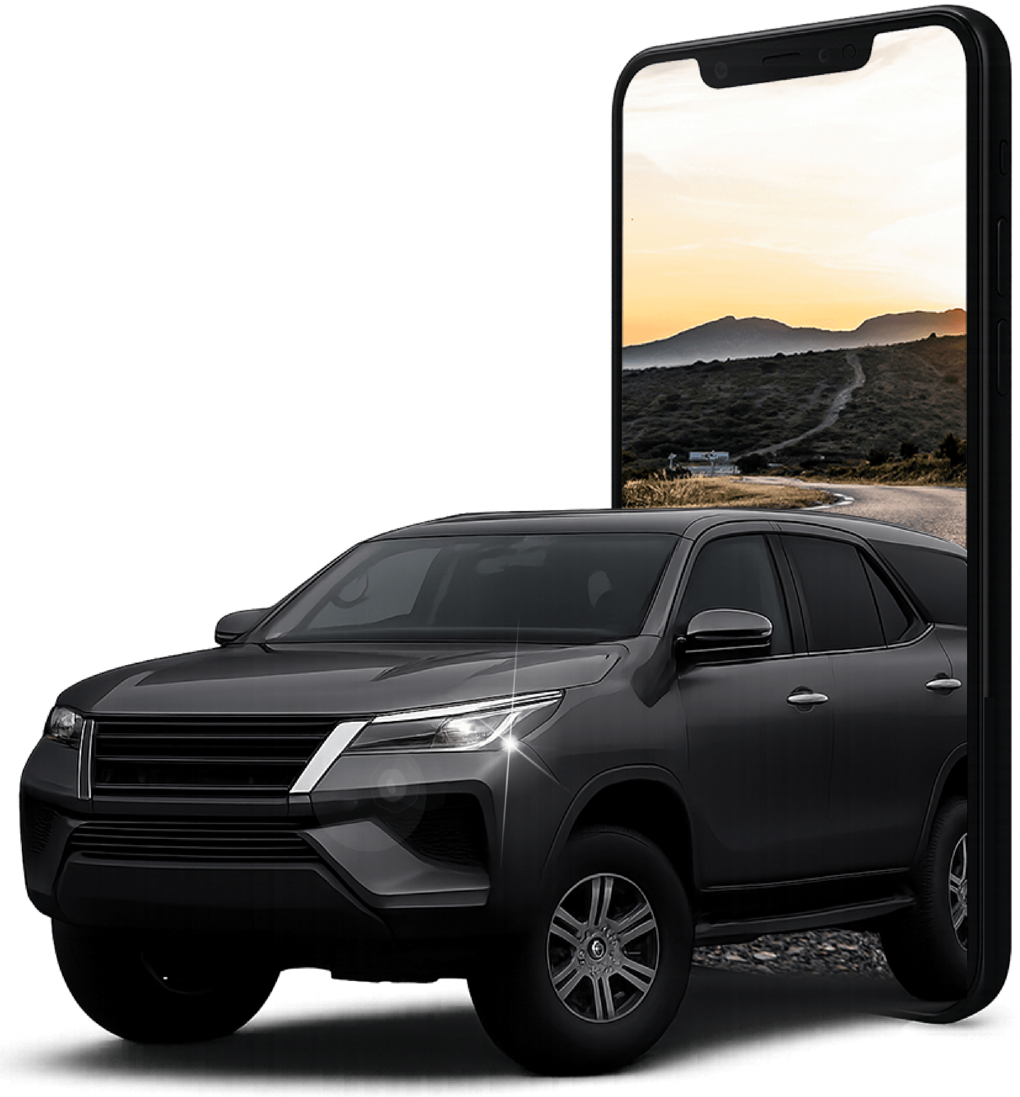Car emerging from phone