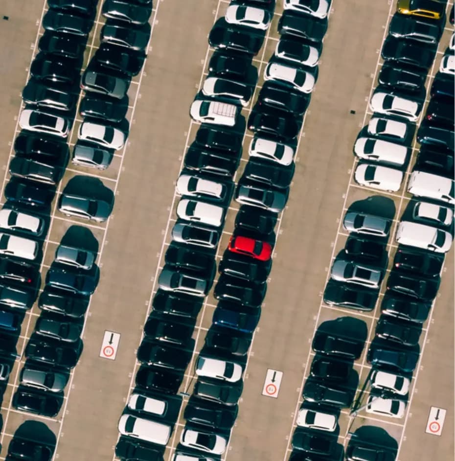 Car lot aerial view